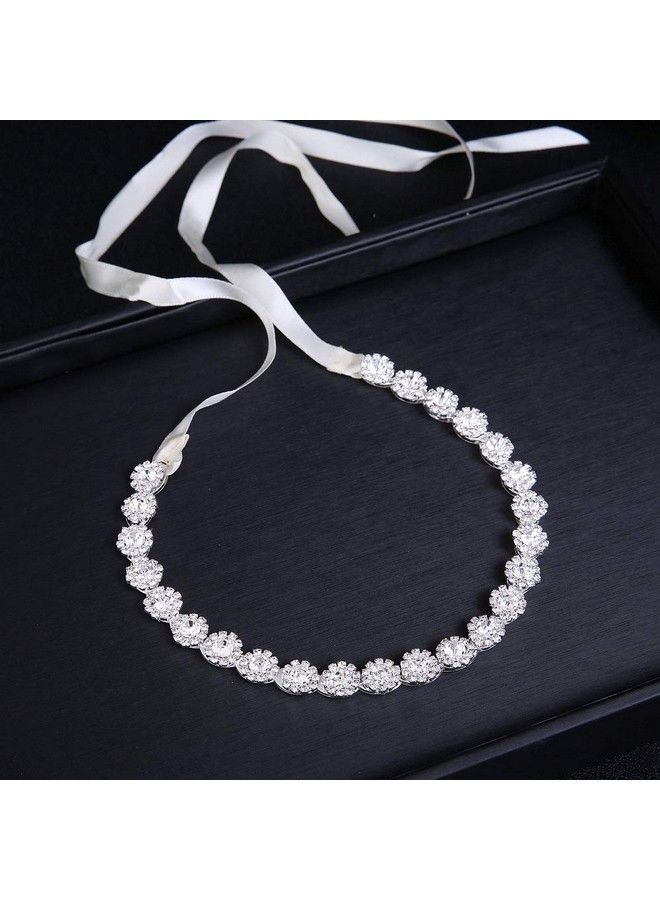 HapiBuy Crystal Wedding Headband Bridal Headpiece Hair Jewelry For Brides And Bridesmaids Silver - Image 5