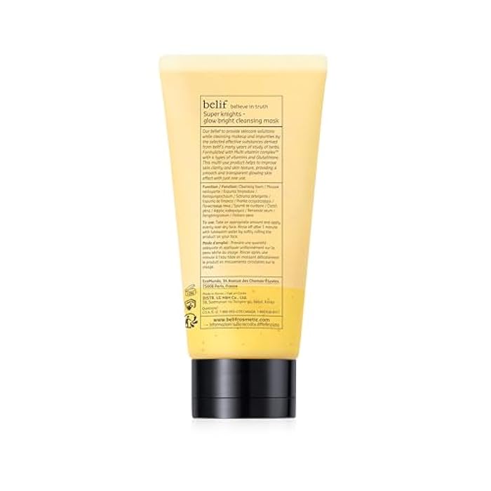 belif Super Knights Glow Radiance Cleansing Mask, Korean Skincare with Multi-Vitamin Complex & Glutathione – Radiance & Even Skin Tone (150 ml / 5.0 fl. oz.) - Image 2
