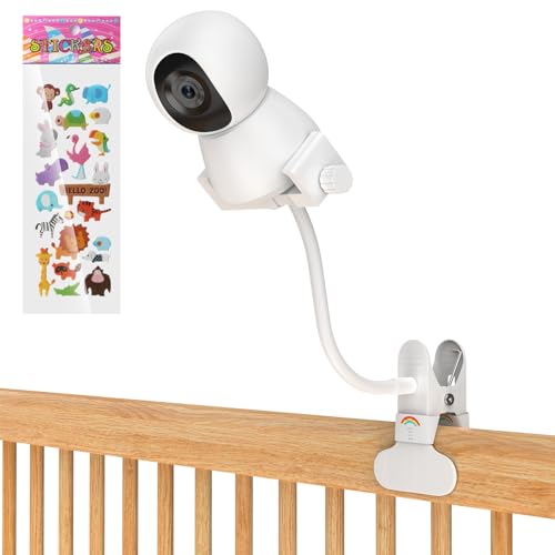 Vebiso 2025 Baby Monitor Mount - Universal Adjustable Monitor Flex Stand for Hello Baby, Nanit Pro, Infant Optics, VTech & Most Baby Monitors - Detachable Arm Camera Clip Mount with Cute Stickers for Crib - Image 1