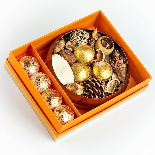 AURA DECOR AuraDecor Urli Gift Set for Home Decor || Golden Floating Candles || Potpourri || Candle Gift Set || Gifting || Corporate Gifting - Image 1