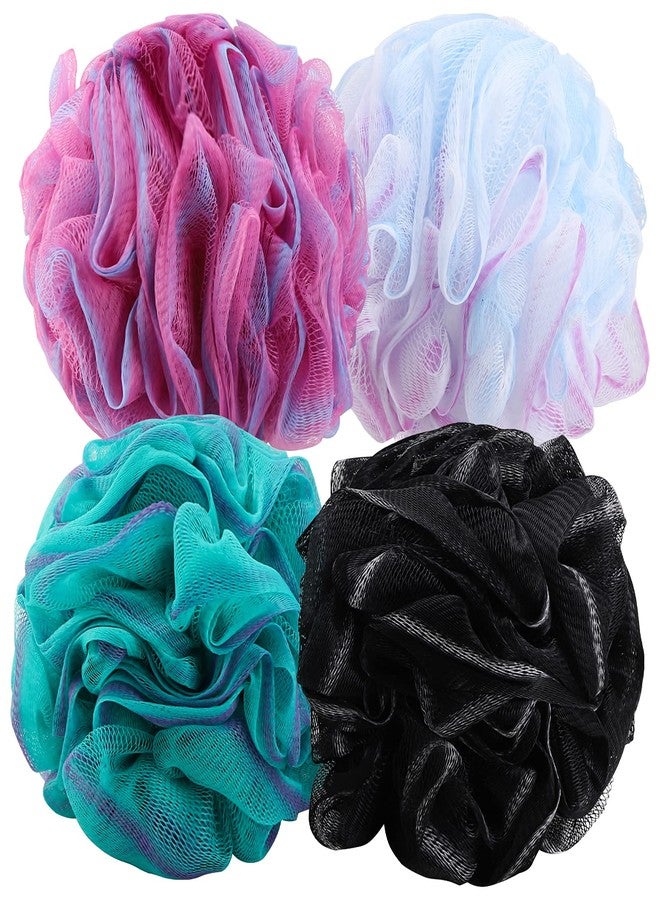 BTYMS 4 Pieces 75g/pc Shower Loofahs Large Bath Sponge Mesh Pouf Wash Puff Shower Poof Body Loofas for Bathing - Image 1