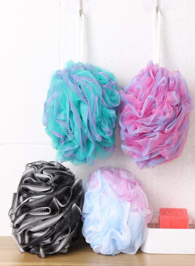 BTYMS 4 Pieces 75g/pc Shower Loofahs Large Bath Sponge Mesh Pouf Wash Puff Shower Poof Body Loofas for Bathing - Image 5