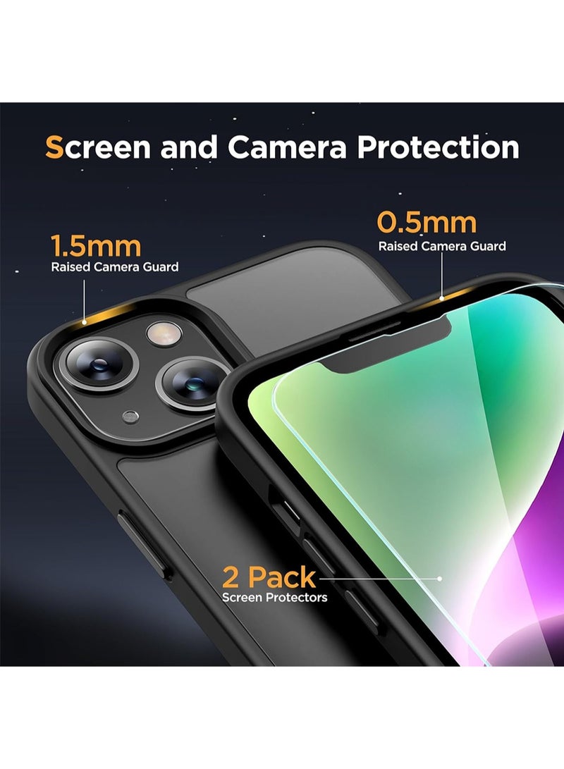 WRISTWISE Case Cover for iPhone 14 Plus 6.7 inch (Compatible with MagSafe)（with 2 Screen Protectors） Military-Grade Protection, Anti-Fingerprint Translucent Matte Phone Case Cover, Black - Image 2