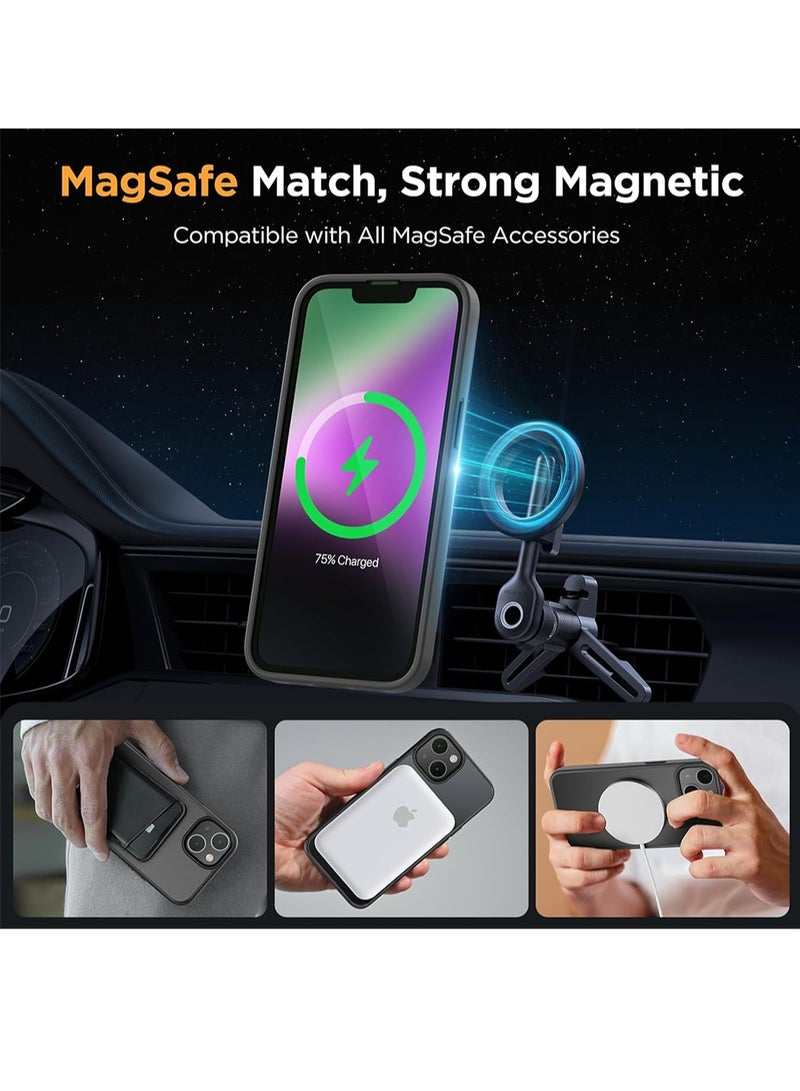 WRISTWISE Case Cover for iPhone 14 Plus 6.7 inch (Compatible with MagSafe)（with 2 Screen Protectors） Military-Grade Protection, Anti-Fingerprint Translucent Matte Phone Case Cover, Black - Image 3