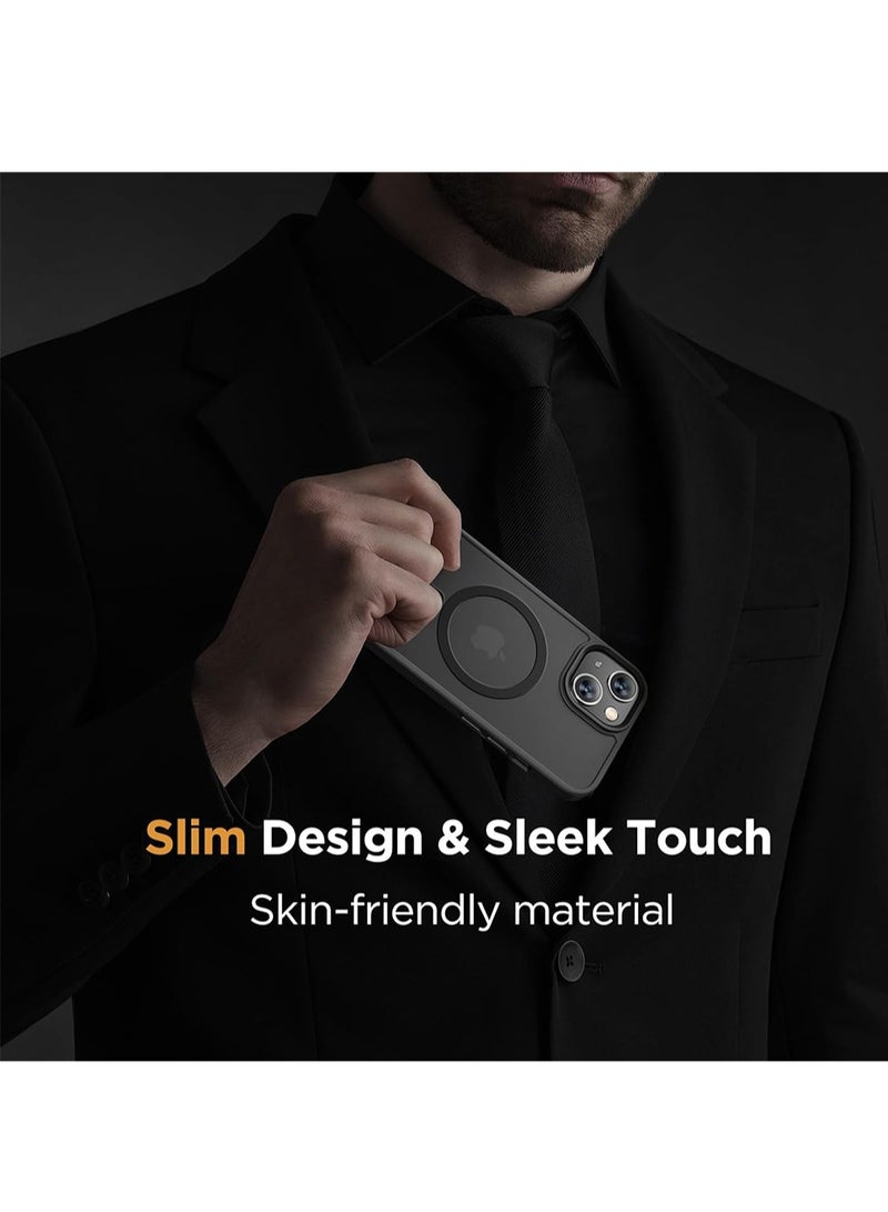 WRISTWISE Case Cover for iPhone 14 Plus 6.7 inch (Compatible with MagSafe)（with 2 Screen Protectors） Military-Grade Protection, Anti-Fingerprint Translucent Matte Phone Case Cover, Black - Image 5