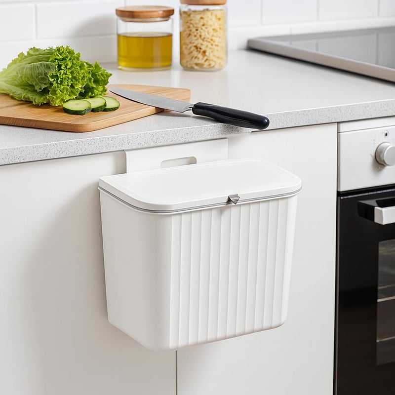 Go Hooked Hanging Trash Bin with Lid 29 Cm Wall & Cabinet Door Mounted Waste Bin for Dry & Wet Waste, Space-Saving Garbage Container for Home & Office Hanging Dustbin Plastic - Image 2