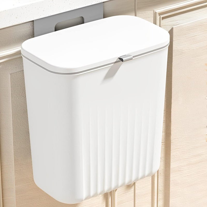 Go Hooked Hanging Trash Bin with Lid 29 Cm Wall & Cabinet Door Mounted Waste Bin for Dry & Wet Waste, Space-Saving Garbage Container for Home & Office Hanging Dustbin Plastic - Image 1