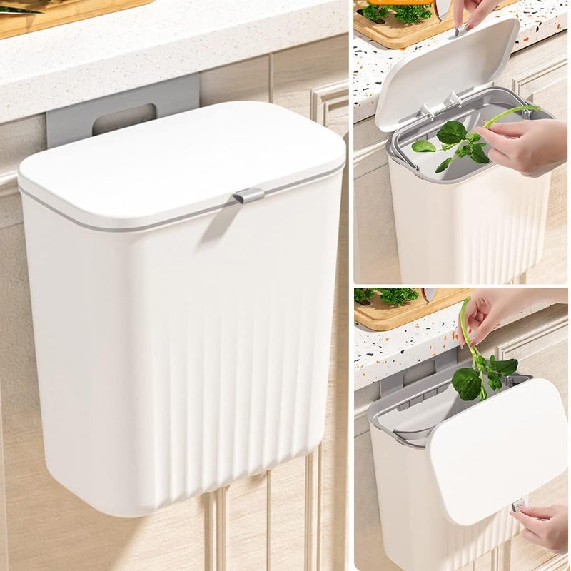 Go Hooked Hanging Trash Bin with Lid 29 Cm Wall & Cabinet Door Mounted Waste Bin for Dry & Wet Waste, Space-Saving Garbage Container for Home & Office Hanging Dustbin Plastic - Image 4