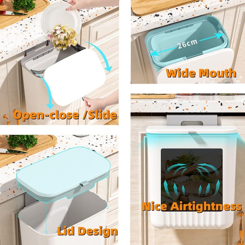 Go Hooked Hanging Trash Bin with Lid 29 Cm Wall & Cabinet Door Mounted Waste Bin for Dry & Wet Waste, Space-Saving Garbage Container for Home & Office Hanging Dustbin Plastic - Image 5