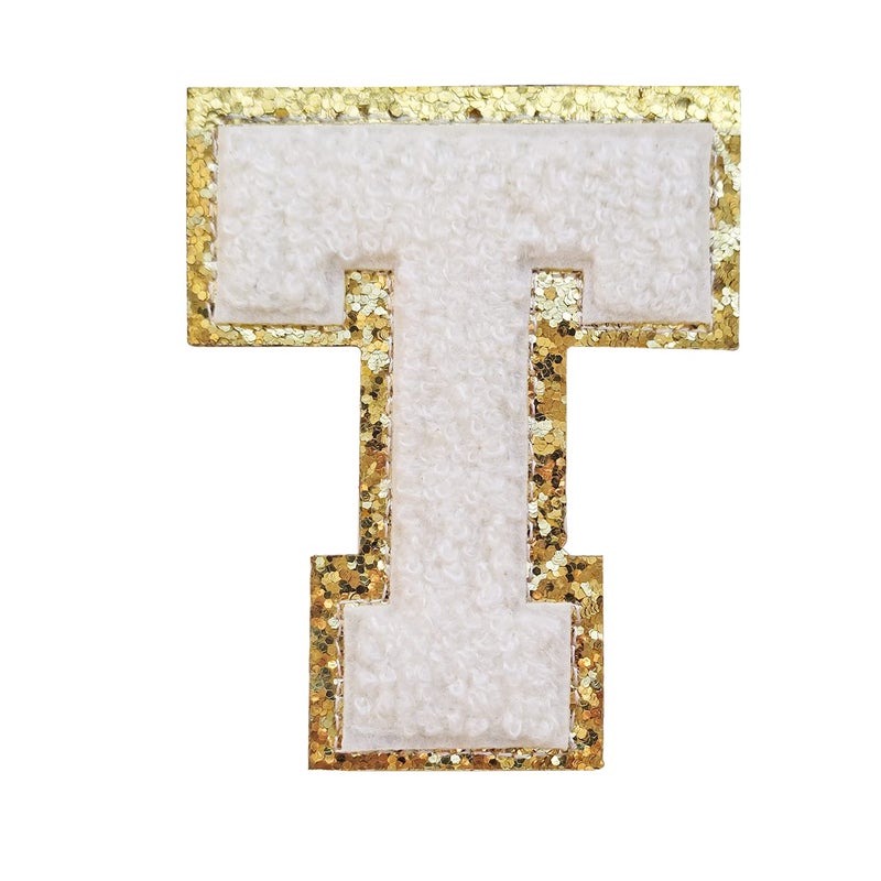 3Pcs Letter Patches Varsity Glitters ChenilleSPRT Iron on White Letter PatchAlphabet Cloth Patch for Team Costume Decoration 31in Height T 3 Pieces