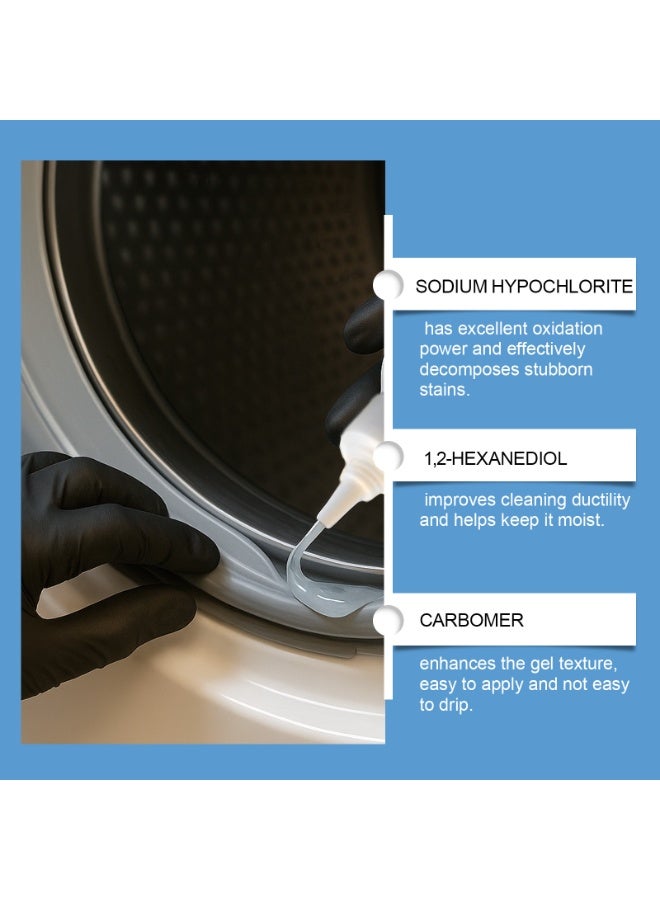 Seal  Grout Effective Stain Remover, 100ml Mold Stain Remover Gel Cleaner Heavy Duty Stain Cleaner for Front Loader Washing Machine Seal, Bathroom Grout, Shower, Caulk - Front Load Washer Cleaning S - Image 5