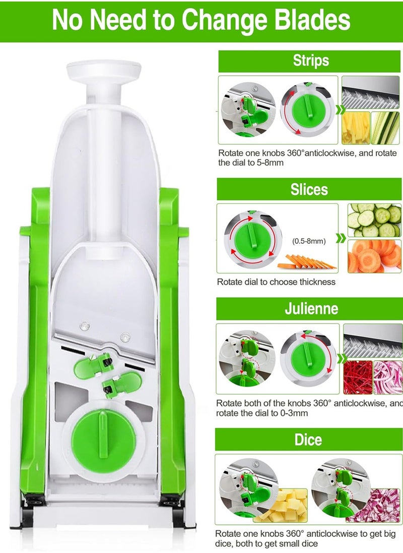 QUTOOB Multi-purpose Vegetable Chopper Mandoline Vegetable Slicer, Adjustable Food Slicer, Fruit Slicer, Manual Hand Press Vegetable Cutter For Potatoes, Onions, Apples, Vegetables, Fruits,Cheese, and More  - Image 2