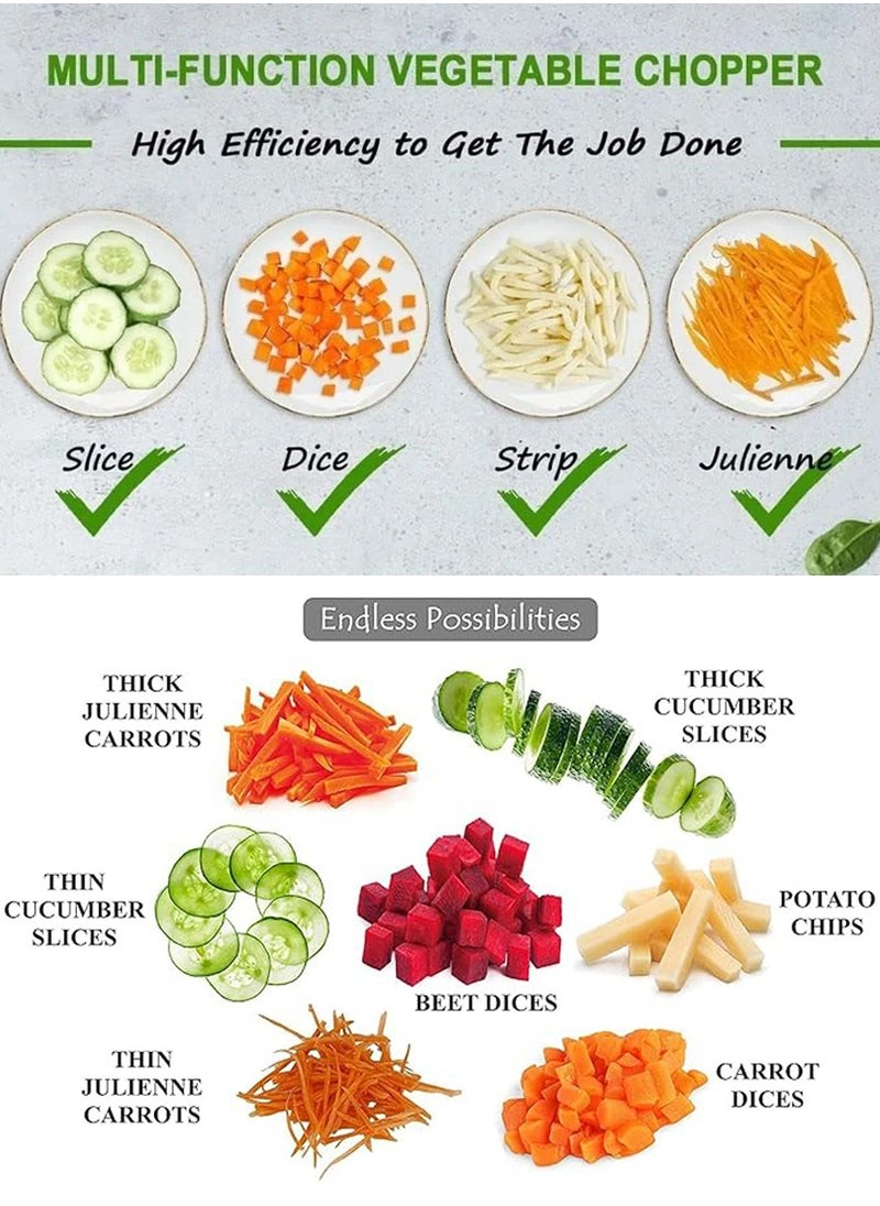 QUTOOB Multi-purpose Vegetable Chopper Mandoline Vegetable Slicer, Adjustable Food Slicer, Fruit Slicer, Manual Hand Press Vegetable Cutter For Potatoes, Onions, Apples, Vegetables, Fruits,Cheese, and More  - Image 3