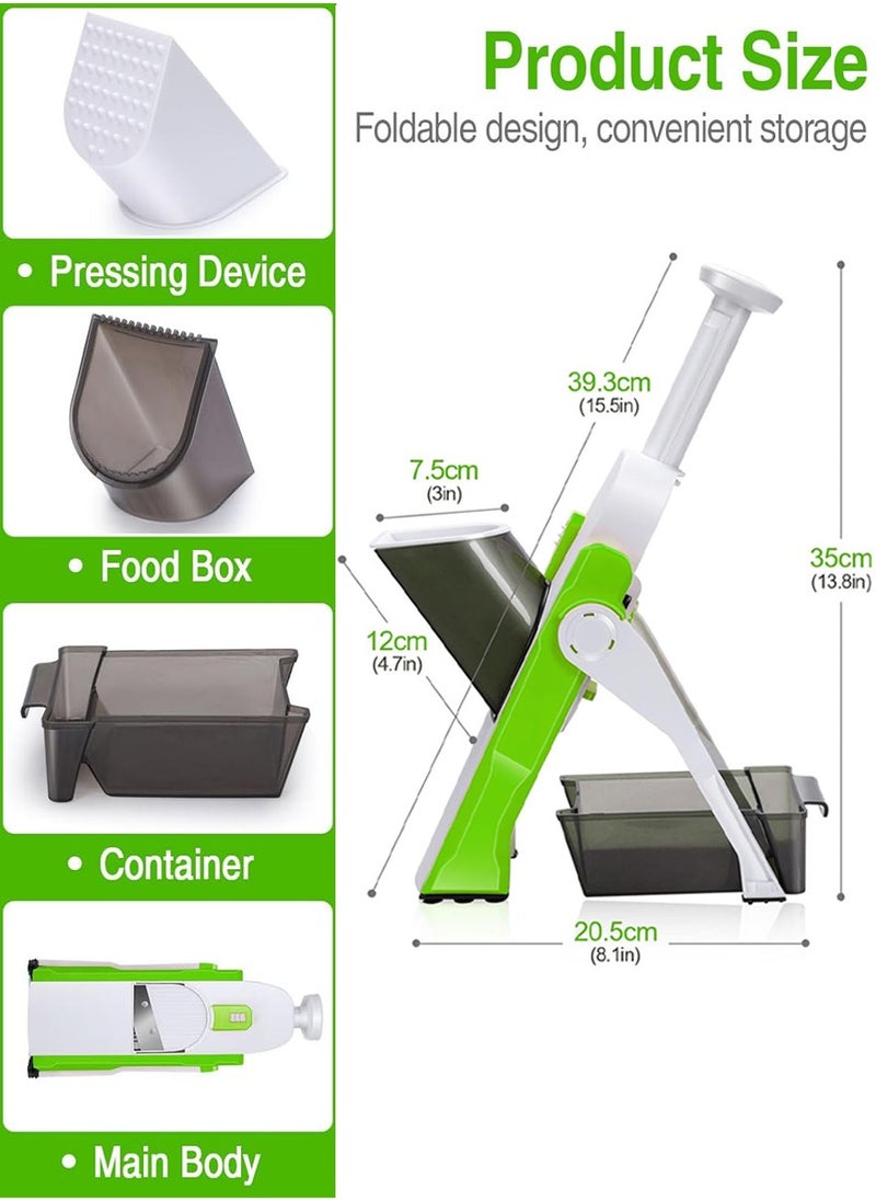 QUTOOB Multi-purpose Vegetable Chopper Mandoline Vegetable Slicer, Adjustable Food Slicer, Fruit Slicer, Manual Hand Press Vegetable Cutter For Potatoes, Onions, Apples, Vegetables, Fruits,Cheese, and More  - Image 4