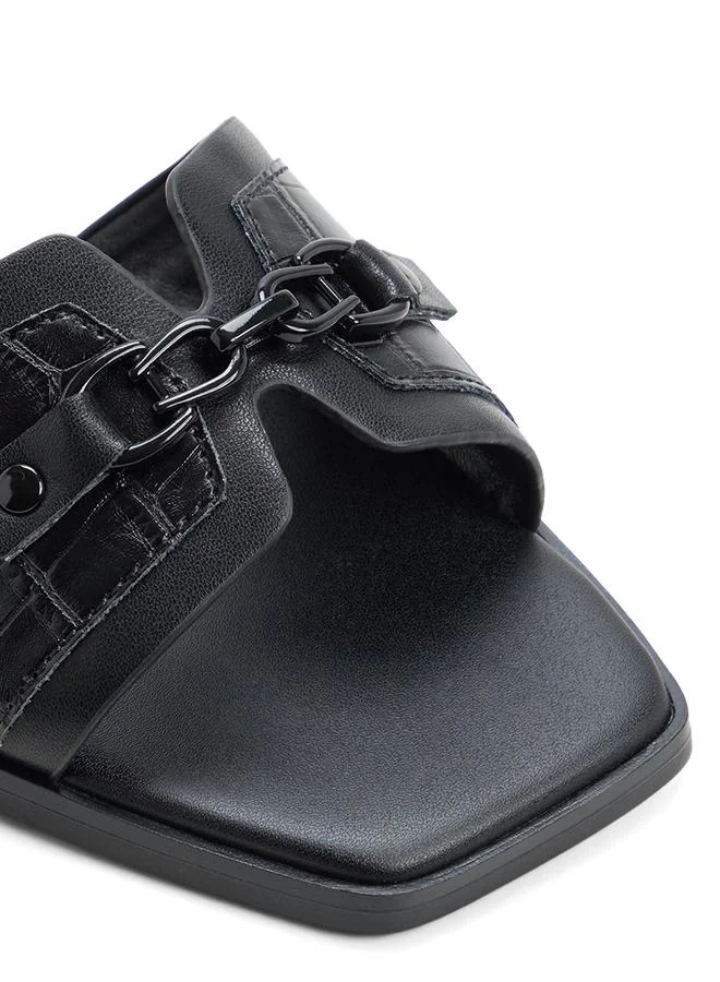 Aldo  Alo Ladies Black Flat Sandals for Women | Best Price UAE