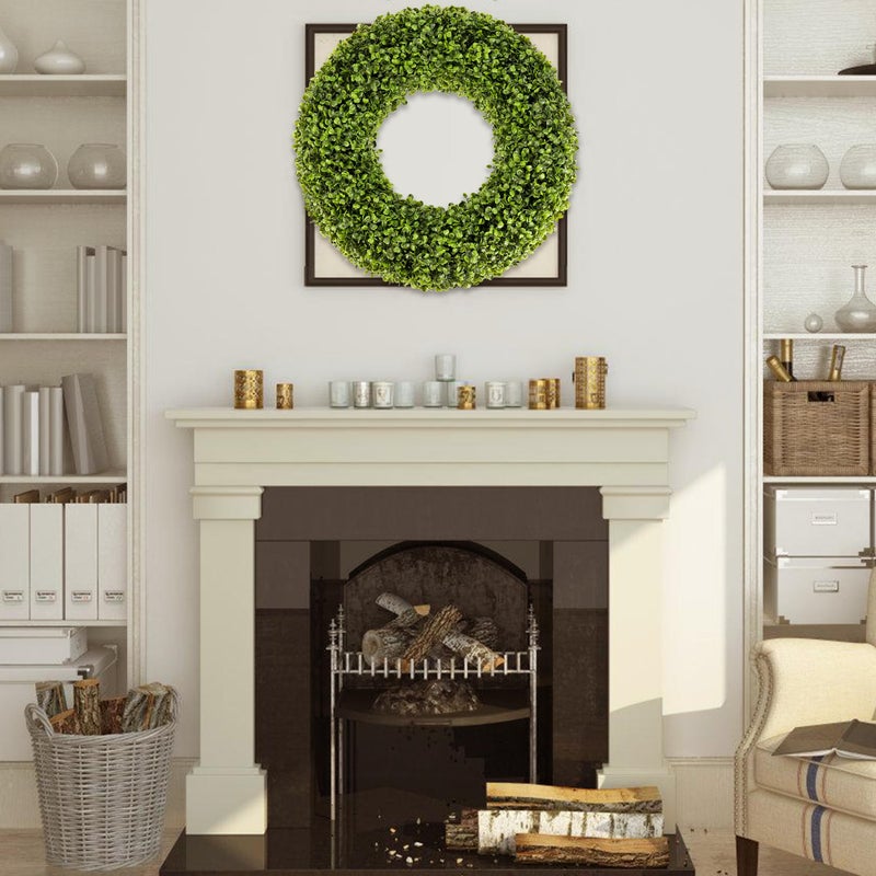 SEVENLOVE Boxwood Wreath,20inch Wreath for Front Door Greenery Wreath Outdoor/Indoor Green Home Round All Year Round Farmhouse St Patricks Day Decorations - Image 4