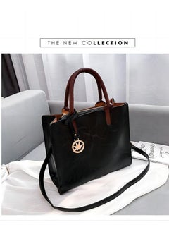 TNGames Three-Piece Fashionable Women's Bag, European And American Style,Simple And Fashionable One-Shoulder Bag, Comfortable And Delicate Leather,Black  - Image 2