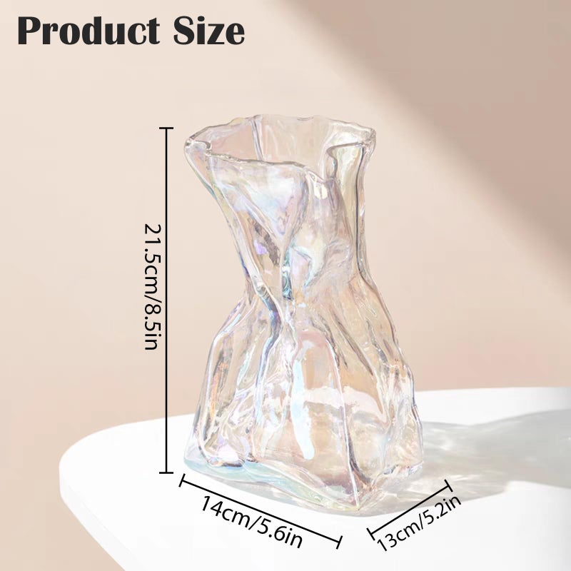 FOWSEEK 6 Inch Small Glass Flower Vase, Irregular Clear Flower Vases for Centerpiece Table Indoor Desk Decor, Modern Art Decorative Vase for Home Office Wedding Bookshelf Housewarming Gift - Image 2