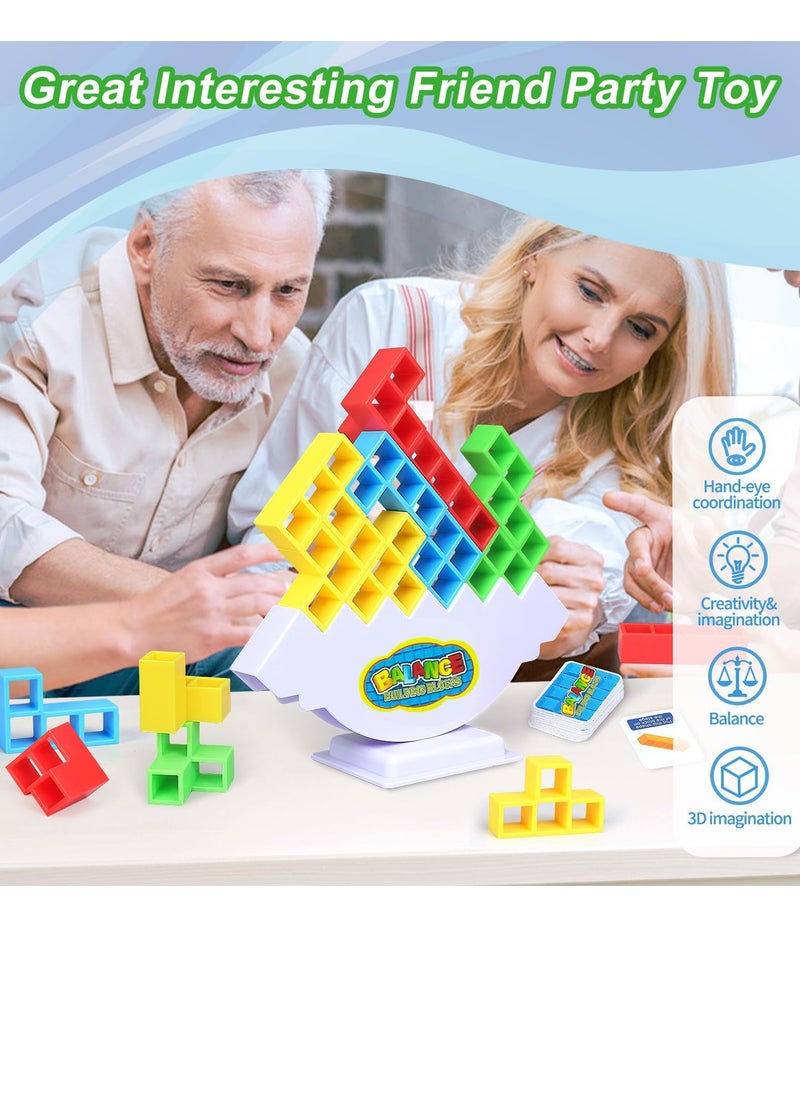 Tetra Tower Games 16pcs Balance Stacking Blocks Tetris Balancing Building Blocks Game Family Party Board Game STEM Toys for Kids Adults
