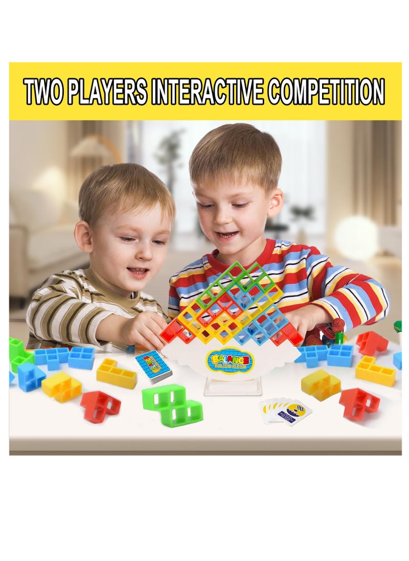 Tetra Tower Games 16pcs Balance Stacking Blocks Tetris Balancing Building Blocks Game Family Party Board Game STEM Toys for Kids Adults