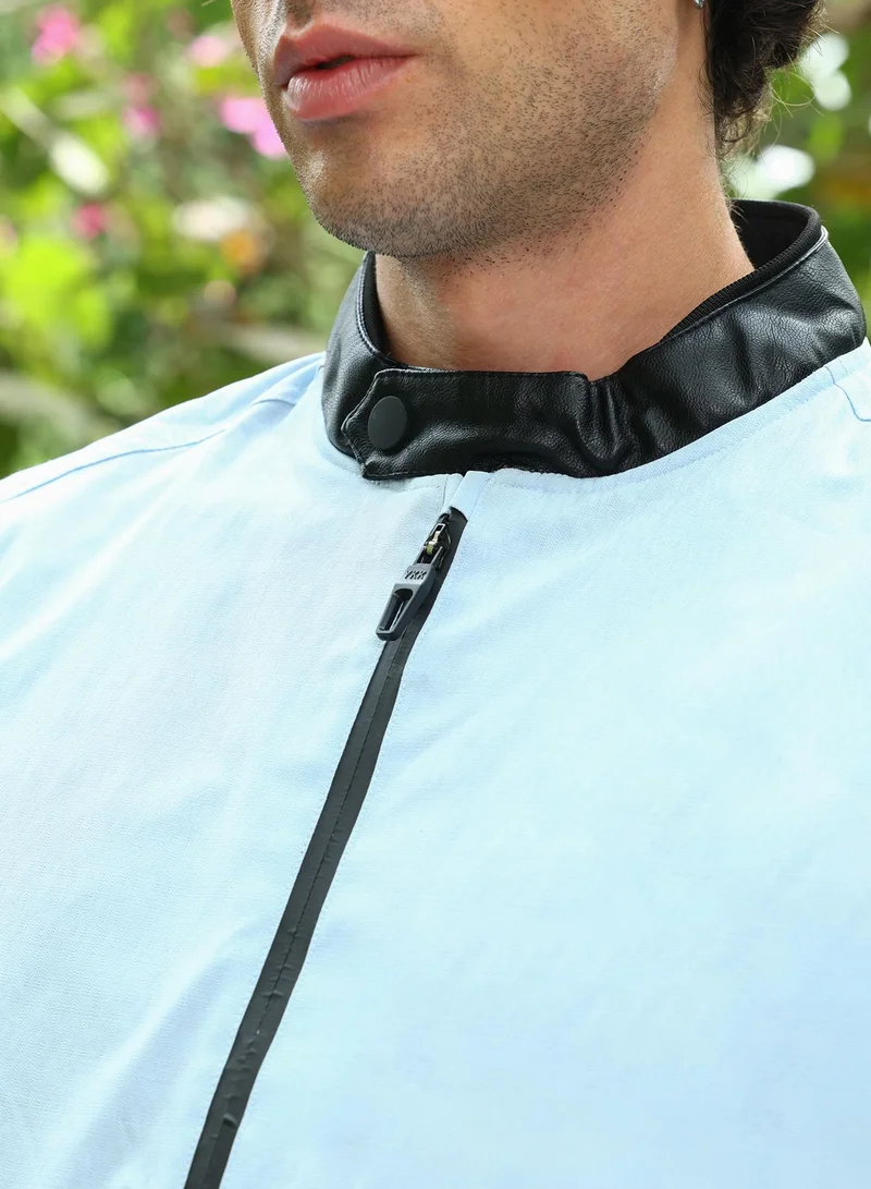 CAHOOT  Men's Powder Blue Block Rider Bomber Jacket for Men | Best Price UAE