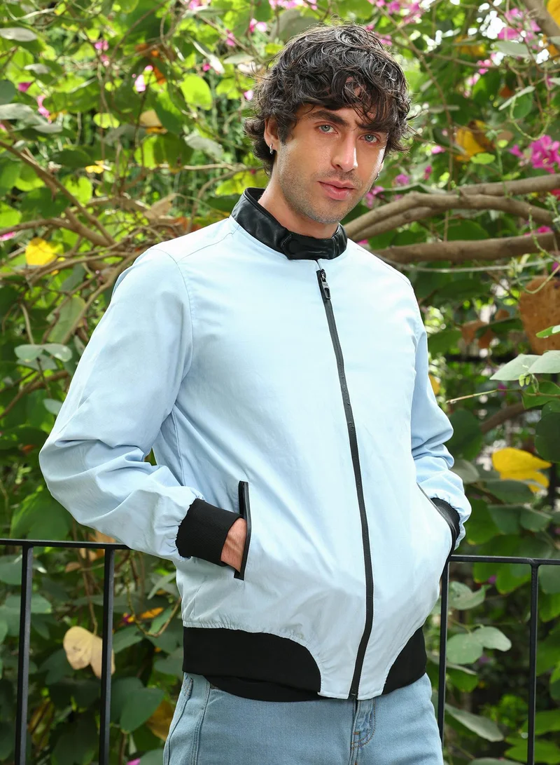 CAHOOT  Men's Powder Blue Block Rider Bomber Jacket for Men | Best Price UAE