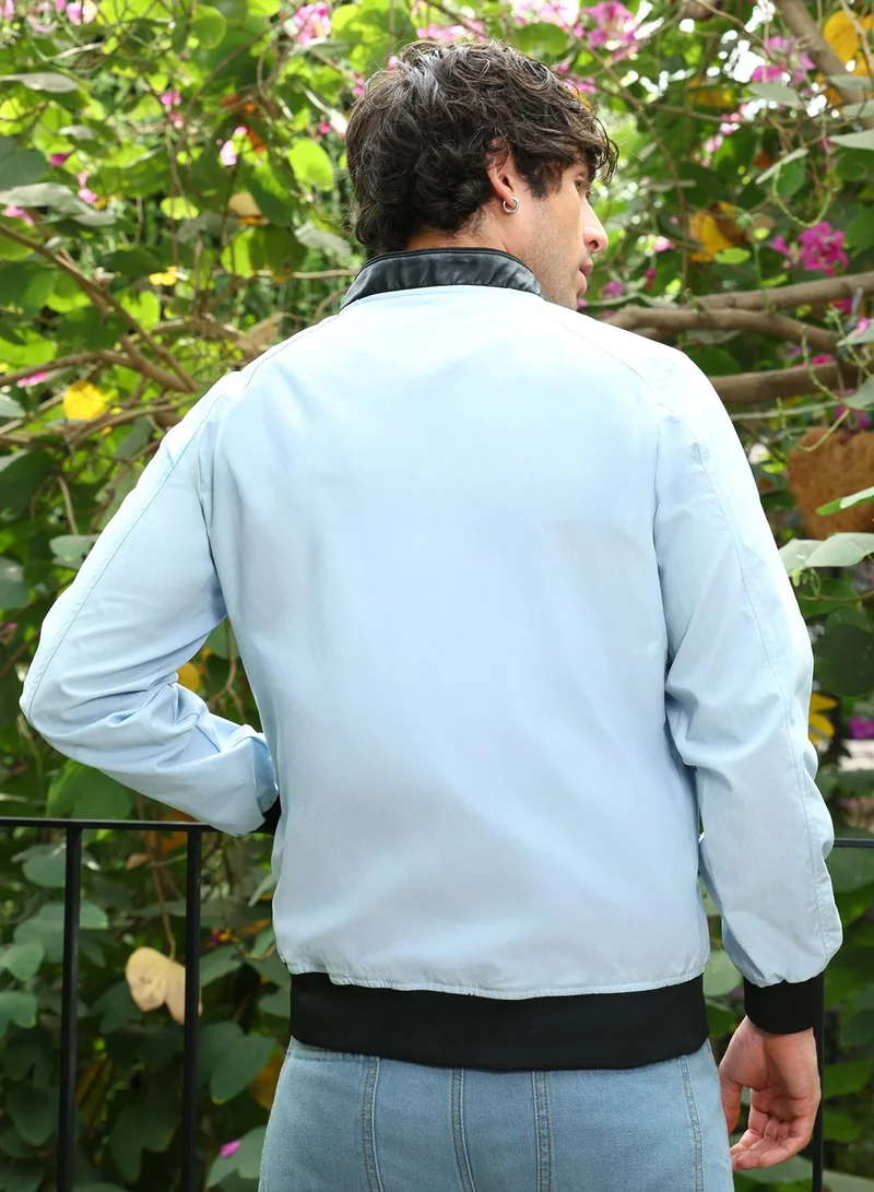 CAHOOT  Men's Powder Blue Block Rider Bomber Jacket for Men | Best Price UAE