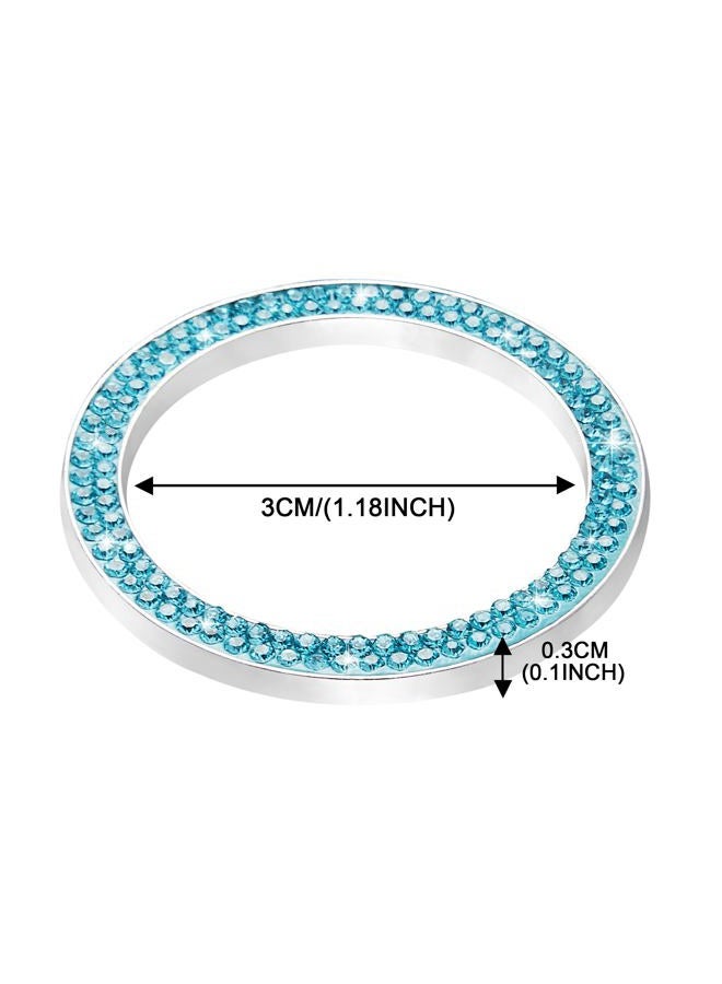 WINKA 2pcs Bling Car Engine Start Button Cover Diamond Crystal Push Start Stop Button Ring Sparkly Bling Ignition Button Cover Rhinestone Keyless Ignition Ring Universal Car Accessories (Blue) - Image 2