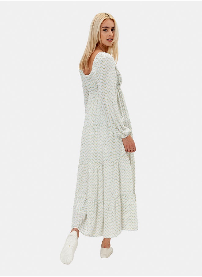 American Eagle - AE Printed Long-Sleeve Midi Dress - Image 1