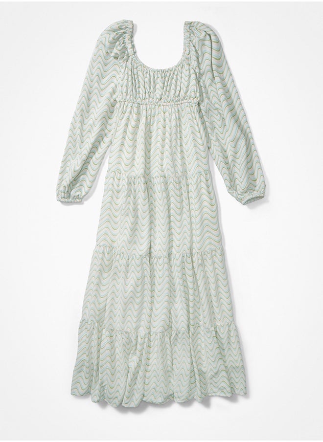 American Eagle - AE Printed Long-Sleeve Midi Dress - Image 1