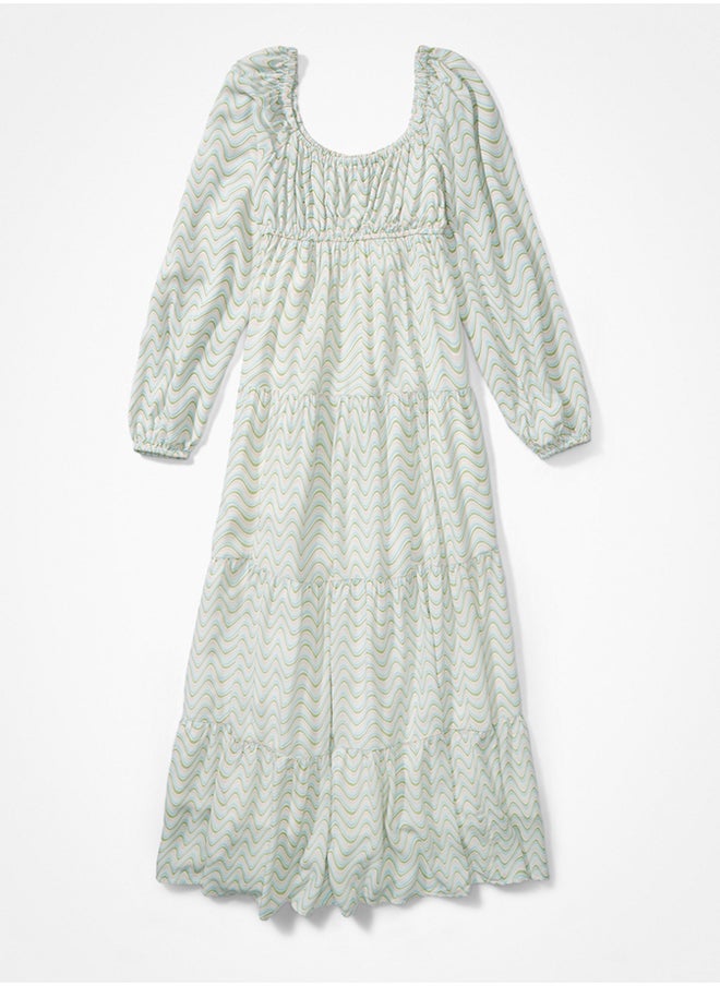 American Eagle - AE Printed Long-Sleeve Midi Dress - Image 1