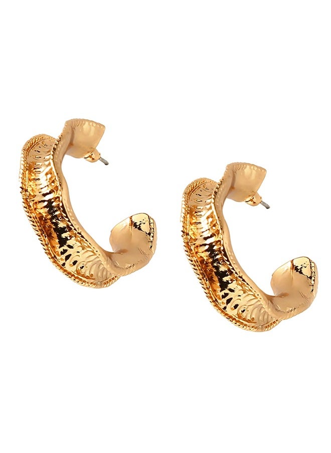 Just Peachy Just Peachy Gold-Toned Contemporary Half Hoop Earrings, Stylish and Elegant Jewelry for Women, Hypoallergenic, Lightweight, and Comfortable ? Perfect for Daily Wear or Special Occasions  - Image 1