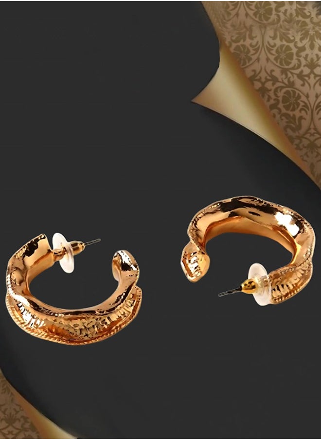 Just Peachy Just Peachy Gold-Toned Contemporary Half Hoop Earrings, Stylish and Elegant Jewelry for Women, Hypoallergenic, Lightweight, and Comfortable ? Perfect for Daily Wear or Special Occasions  - Image 3