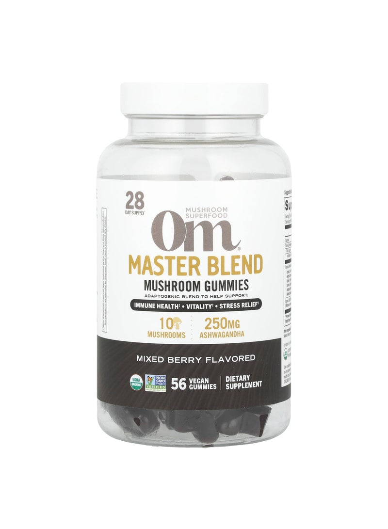 Master Blend, Mushroom Gummies, Mixed Berry, 56 Vegan Gummies