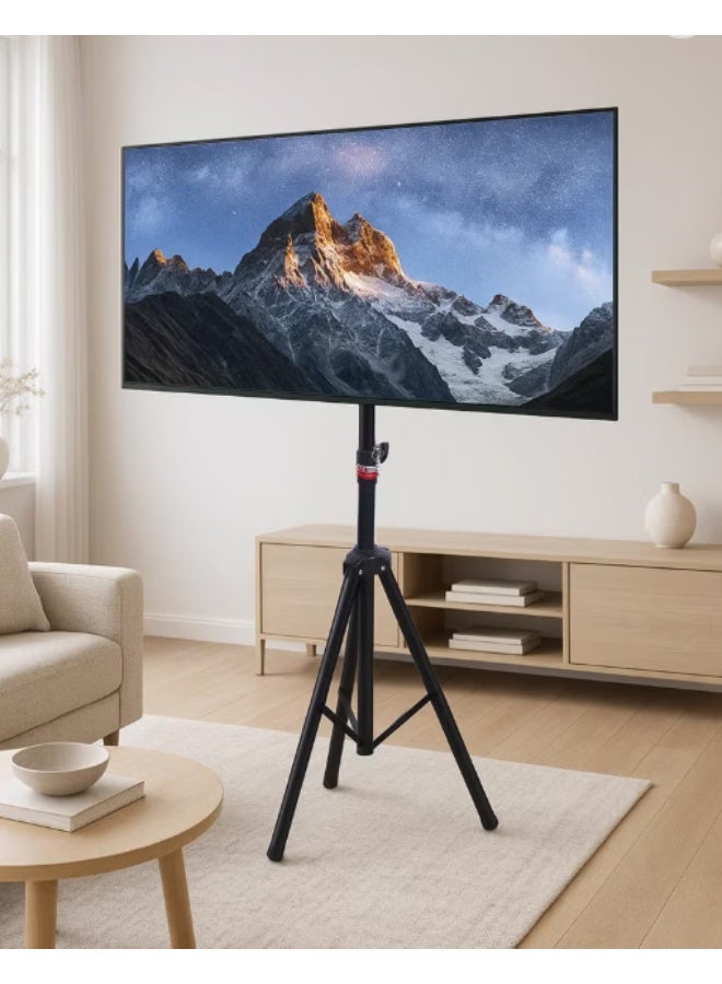Flat-screen TV stand for power, suitable for 32 to 60-inch screens, supports LCD, LED, OLED, and 4K displays. Stable desktop stand with adjustable viewing angle and a load capacity of up to 20 kg. - Image 1