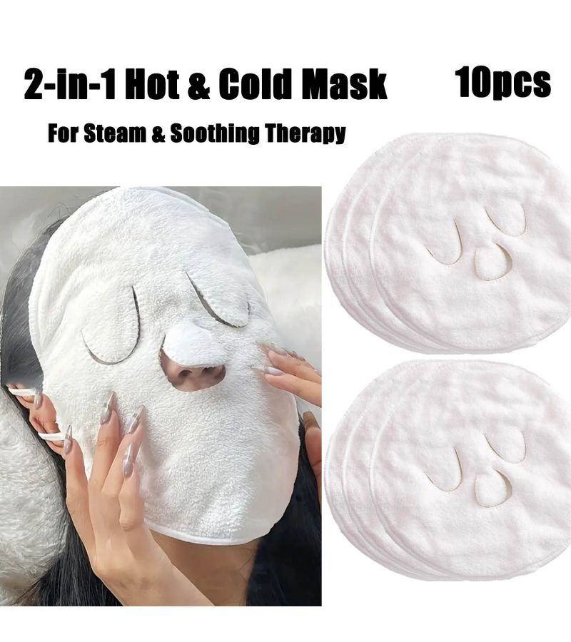 Reusable Thick Steam Facial Towel Mask 10pcs With Hooks For Sensitive Skin - Image 1