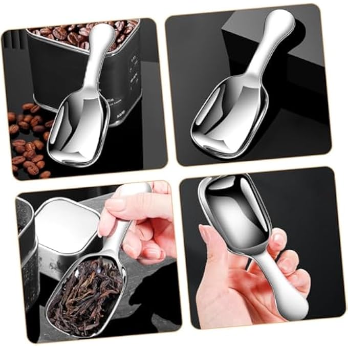 ريحني ملعقة قهوة من الفولاذ المقاوم للصدأ مطحونة مقياس مغرفة، حبة إسبريسو، شاي بودرة الحليب بمقبض قصير، ملعقة مطبخ من الفولاذ المقاوم للصدأ قطعتين - Image 3