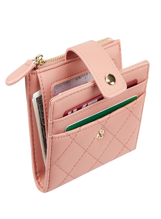 Cynure Women's Cute Leather Card Holder Small Compact Bifold Wallet with Zip Coin Pocket, Pink, One Size, Casual - Image 4