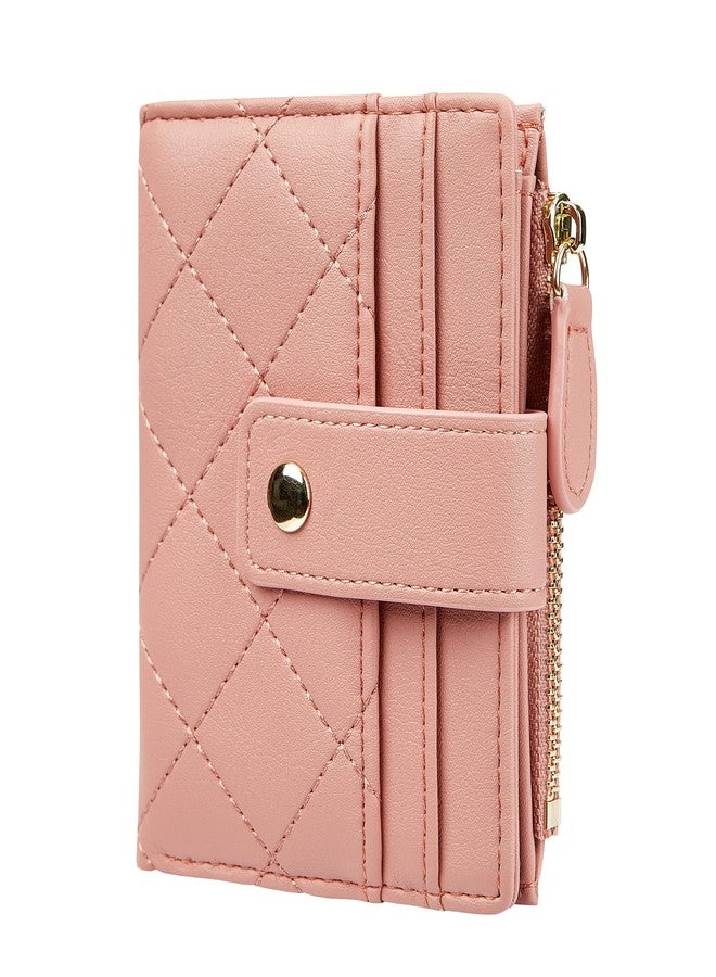 Cynure Women's Cute Leather Card Holder Small Compact Bifold Wallet with Zip Coin Pocket, Pink, One Size, Casual - Image 1