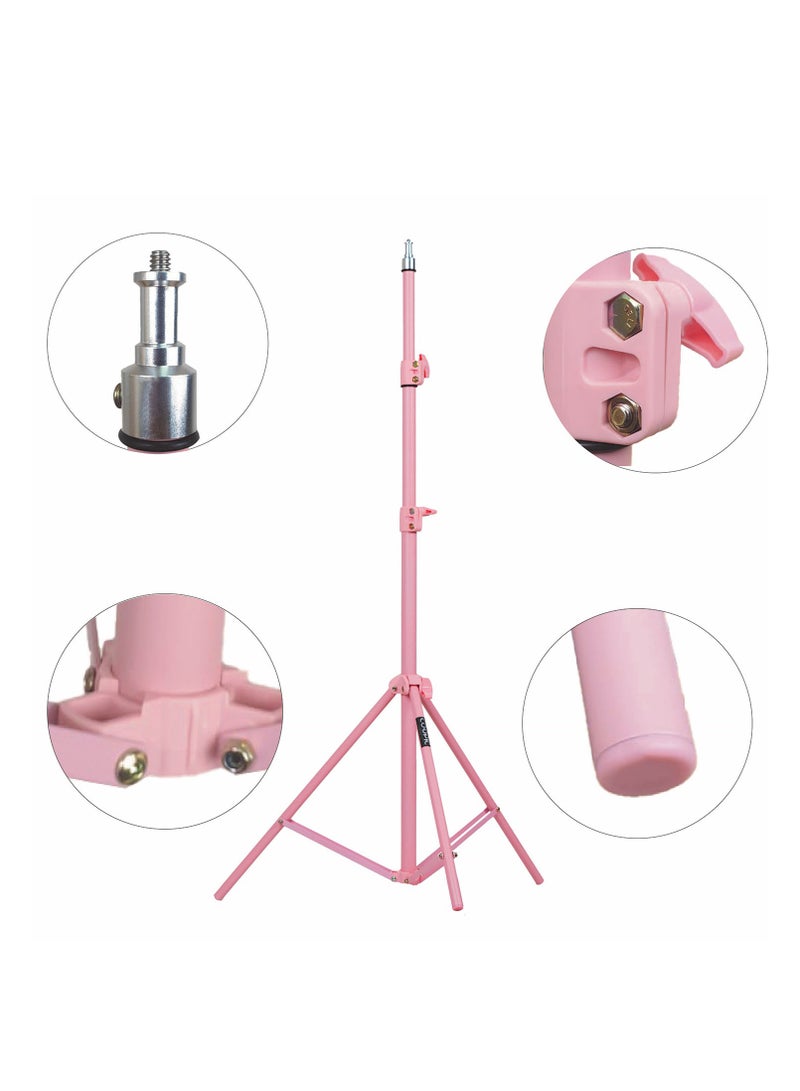 COOPIC 3pcs L210 Adjustable Lightweight Sturdy Aluminum Tripod Stand with Maximum height 210cm / 7f / 83inch and 1/4 Screw fit for Reflectors Softboxes Lights Umbrellas etc, Max. Load 7kg Pink Color - Image 2