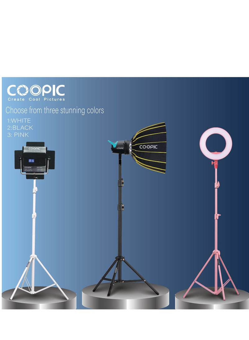 COOPIC 3pcs L210 Adjustable Lightweight Sturdy Aluminum Tripod Stand with Maximum height 210cm / 7f / 83inch and 1/4 Screw fit for Reflectors Softboxes Lights Umbrellas etc, Max. Load 7kg Pink Color - Image 4