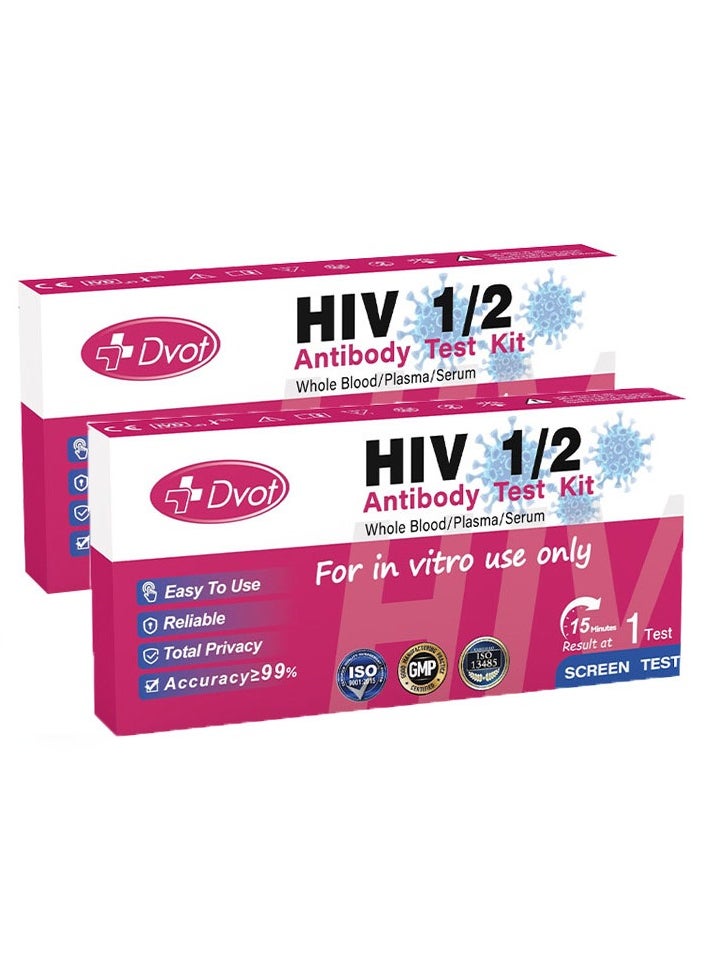 Dvot Dvot 2 Boxes HIV 1/2 Rapid Antibody Home Test Kit – Accurate and Affordable At-Home HIV Testing with Fast Results  - Image 1