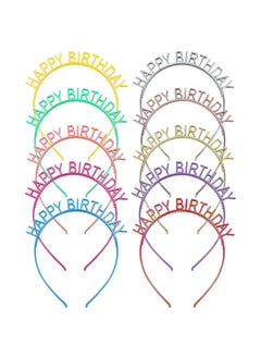 Lawie Lawie 10 Pack Bulk Gold Silver Candy Rainbow Colorful Happy Birthday Headbands Thin Plain Plastic Headbands Skinny Hair Bands Clasps Tiara Crown Hair Holder DIY Party Accessories for Kids Girl Women 
