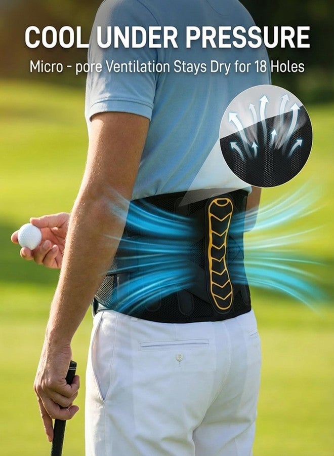 LVMEVIS® Golf Back Brace for Men Lower Back, 7 Reinforced Stays for Enhanced X-Factor Torque, Metal Plate Lower Back Support Brace for 18-Hole Swing Consistency, Breathable Stealth Under Polo - Image 4