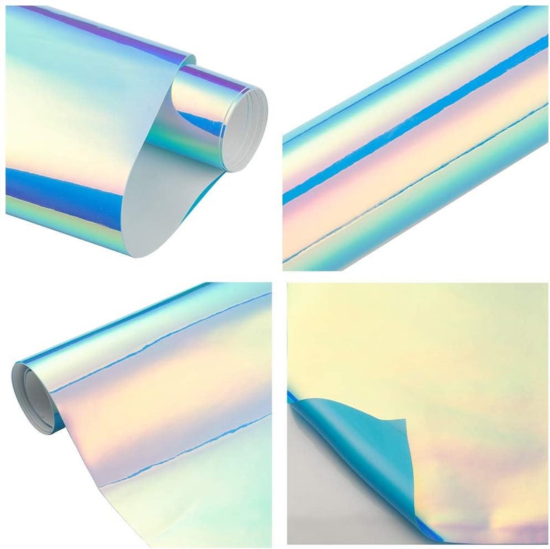 ATMOMO غلاف سيارة ATMOMO هولوجرافيك ليزر أزرق - فيلم تغيير لون لامع DIY، 53'' x 11.8'' - Image 5