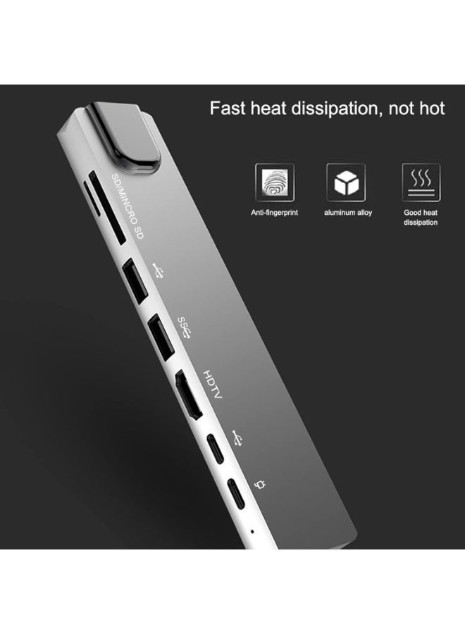 سيت أب ماستر موزع USB نوع سي 8 في 1 متعدد المنافذ مع 4K HD RJ45 ايثرنت USB 3.0 PD قارئ بطاقات SD TF متوافق مع كروم بوك ميت بوك - Image 2