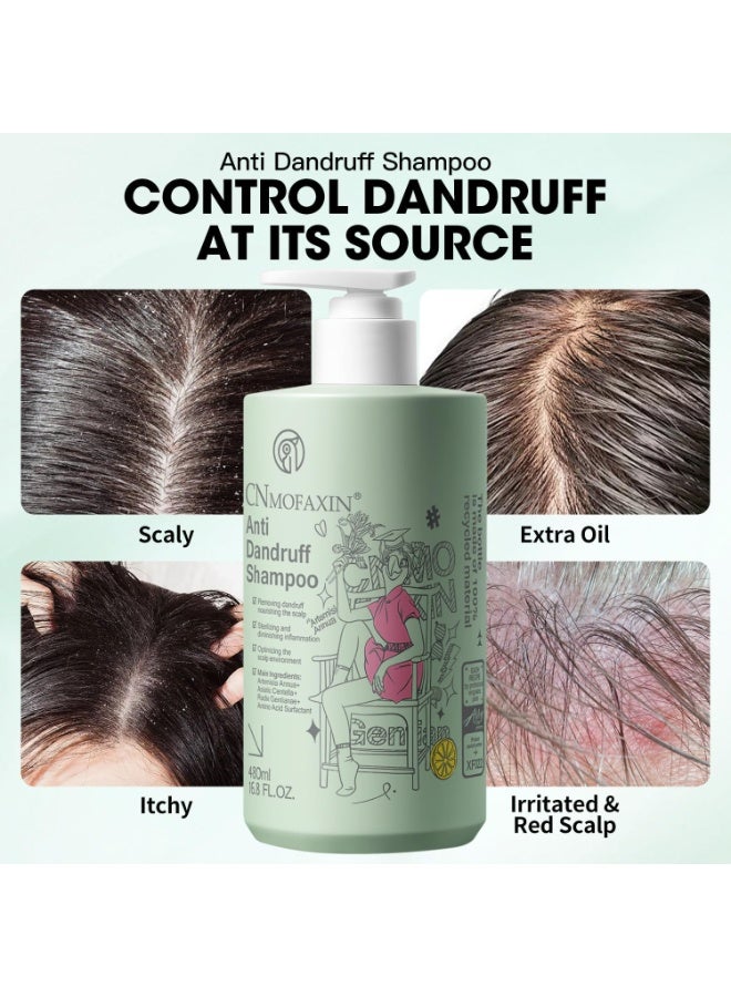 CNMOFAXIN Anti Dandruff Shampoo for Men & Women (480ml) - Scalp Deep Cleansing Formula for Itchy Scalp Relief, Flake Control & Excess Sebum Care - Daily Use Shampoo for All Hair Types - Gentle & Natural Ingredients  - Image 4