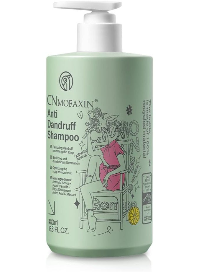 CNMOFAXIN Anti Dandruff Shampoo for Men & Women (480ml) - Scalp Deep Cleansing Formula for Itchy Scalp Relief, Flake Control & Excess Sebum Care - Daily Use Shampoo for All Hair Types - Gentle & Natural Ingredients  - Image 1