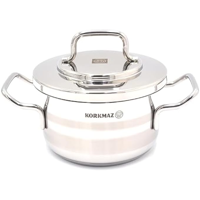 Korkmaz Astra2 Casserole 20X115 Cm  33 L  Sandwich Bottom Induction Cooking Pot  TriPly Bottom Stainless Steel Pot Ka2023 - Image 1