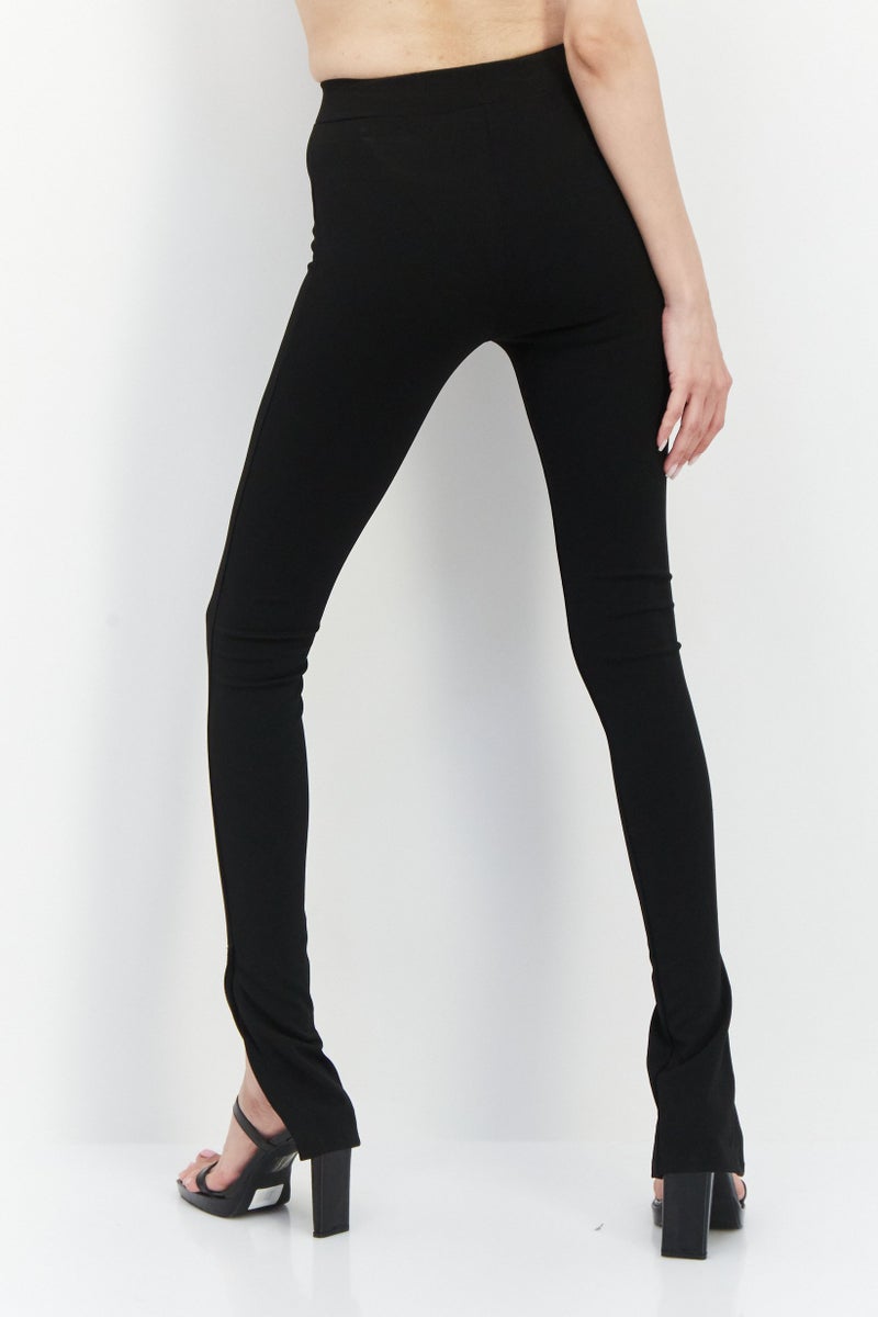 Pull & Bear Women Regular Solid Leggings, Black  - Image 3